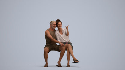 3D human model woman casual couple, photogrammetry scanned person for archviz, standing pose render