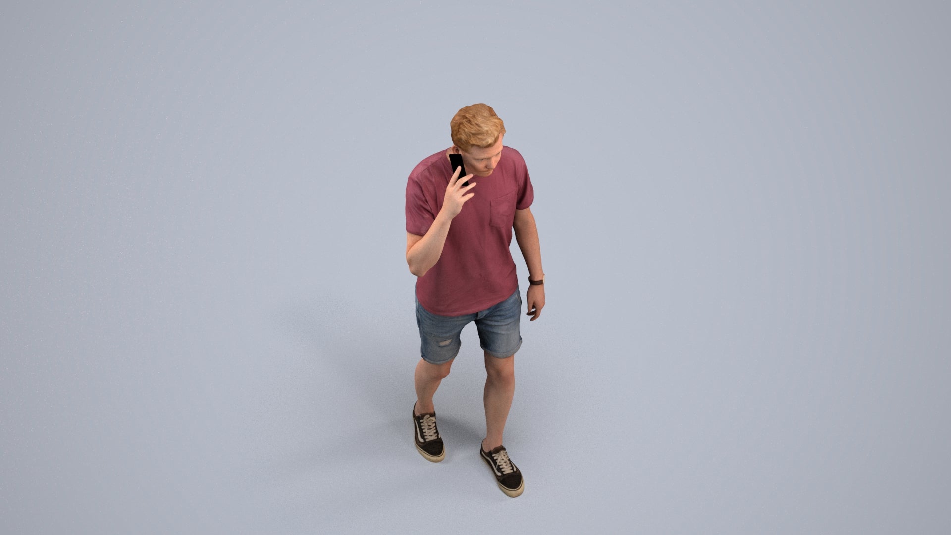 realistic 3D people man casual walking, render-ready for V-Ray and Corona, FBX OBJ, back view render