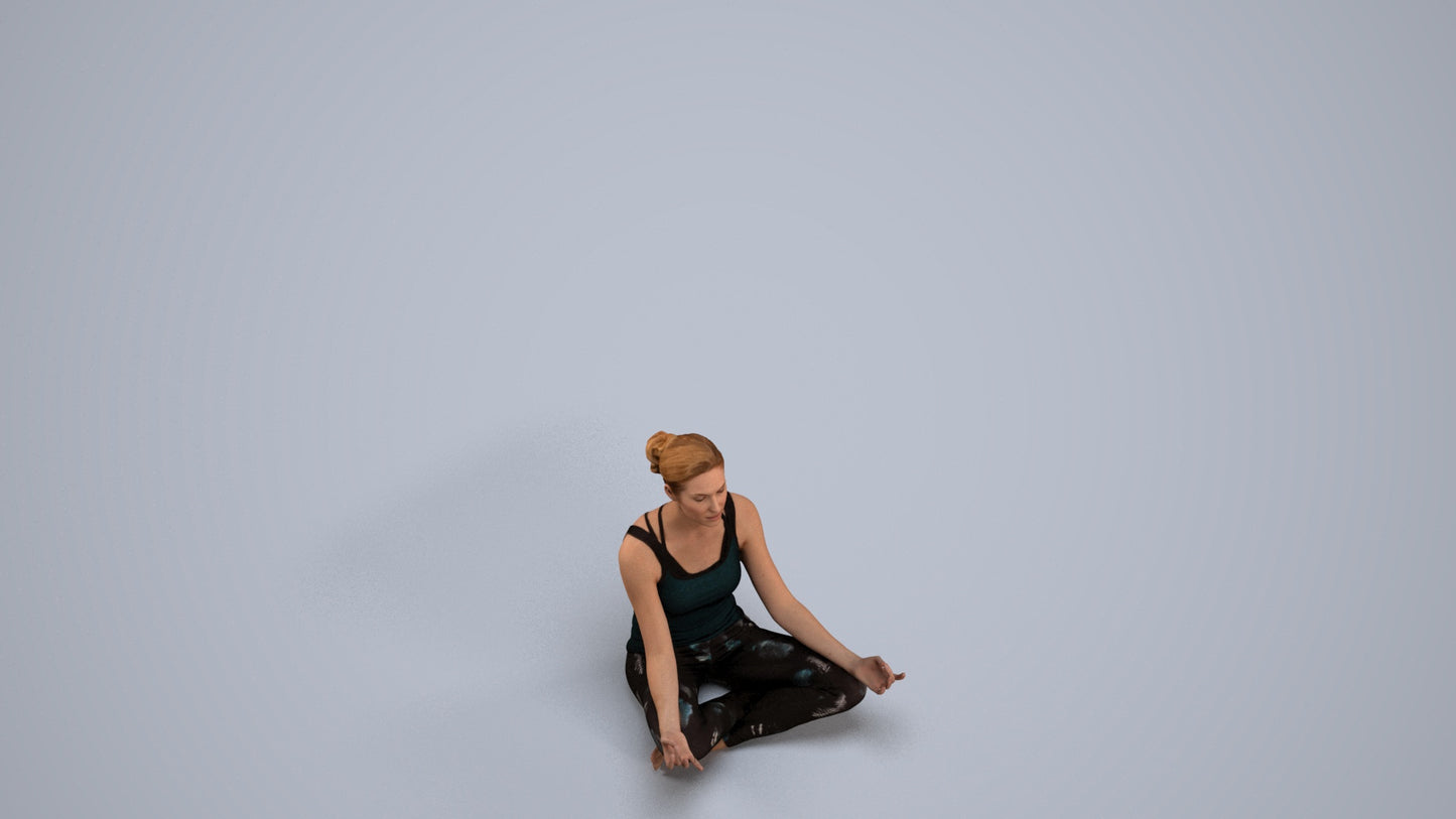 3D people model woman sport, scanned human for 3ds Max rendering, back view render