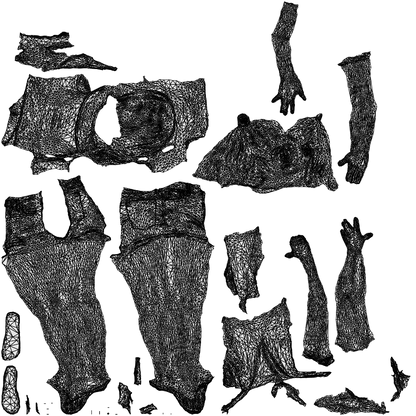 3D people model girl casual shopping, scanned human for 3ds Max rendering, wireframe top-down view