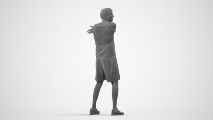 3D human model man sport, photogrammetry scanned person for archviz, wireframe side view