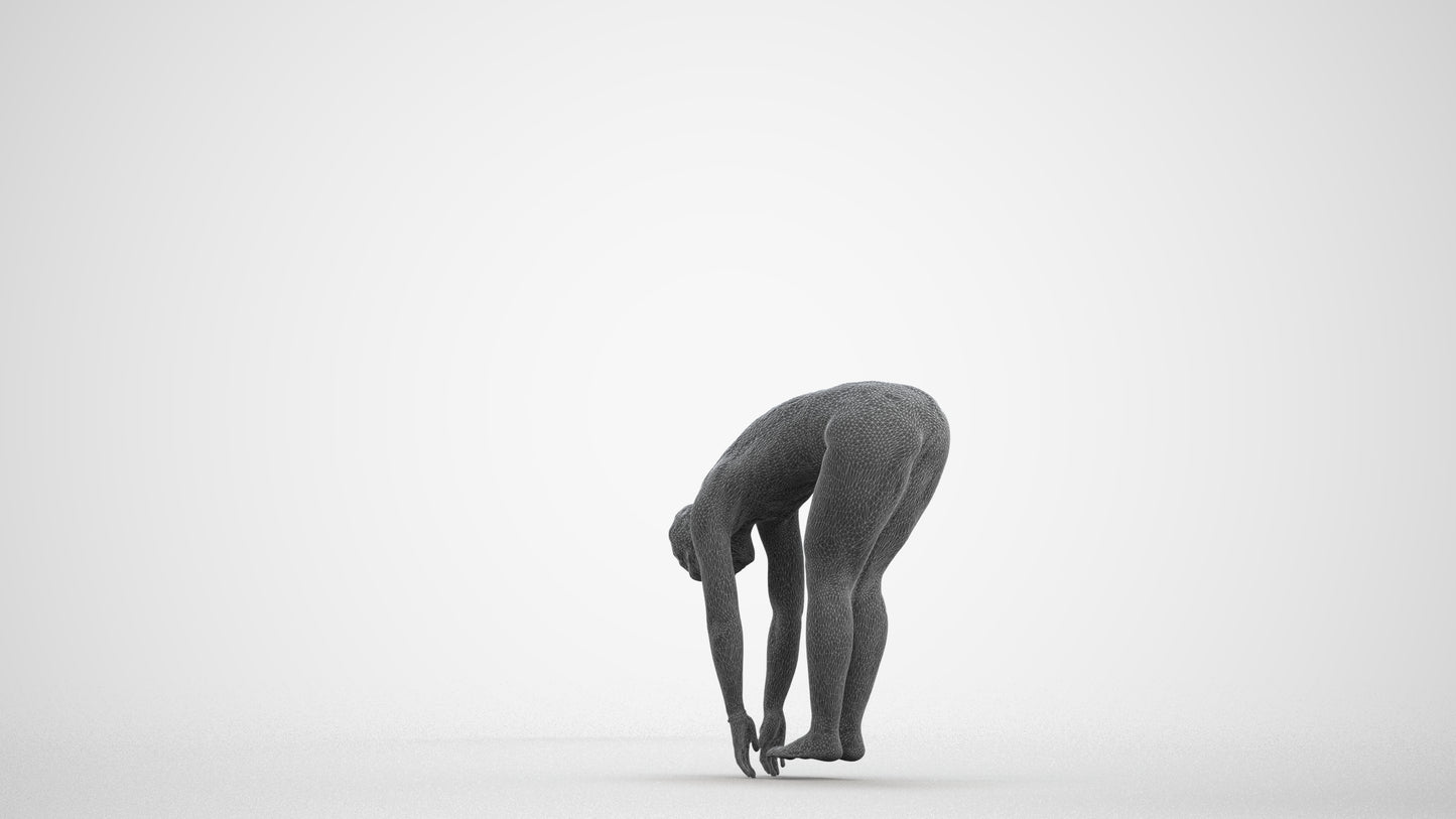 photogrammetry 3D woman sport pool, realistic human model archviz FBX, wireframe front view
