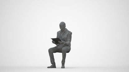 realistic 3D people senior man business, render-ready for V-Ray and Corona, FBX OBJ, wireframe back view