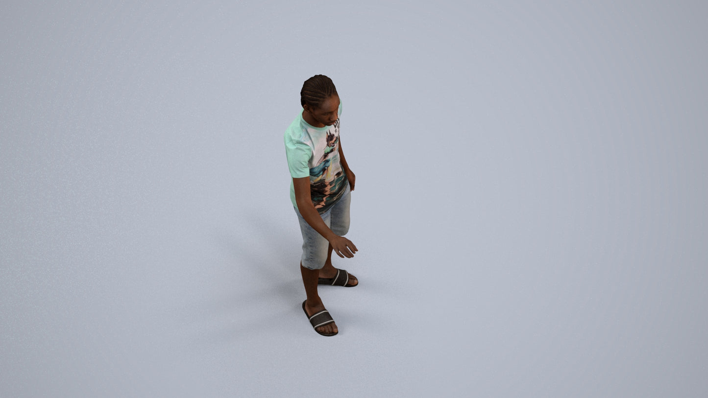 realistic 3D people boy casual kids, render-ready for V-Ray and Corona, FBX OBJ, back view render