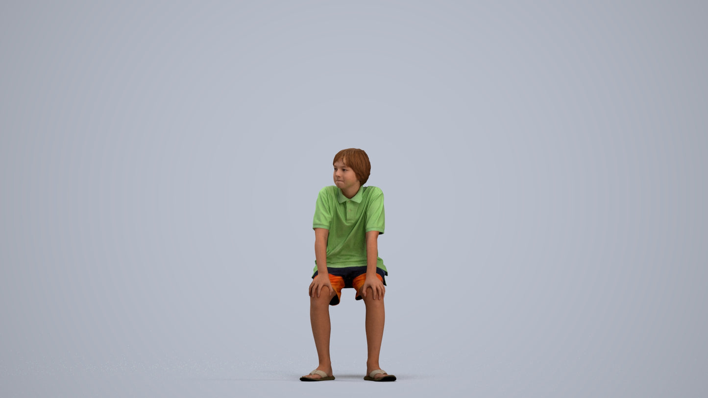 scanned 3D boy kids, photogrammetry people for Enscape and V-Ray, standing pose render