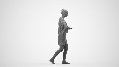 realistic 3D girl sport, scanned archviz people for Blender and 3ds Max, wireframe side view