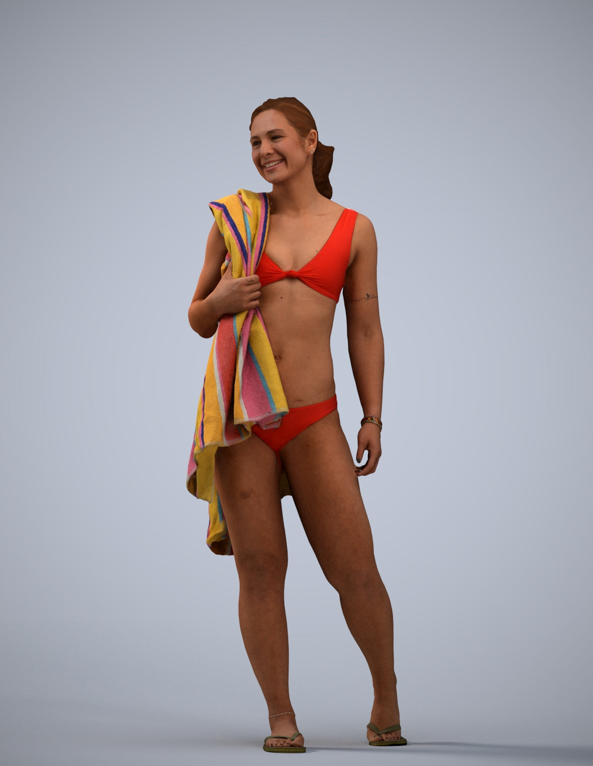 realistic 3D woman pool, scanned archviz people for Blender and 3ds Max