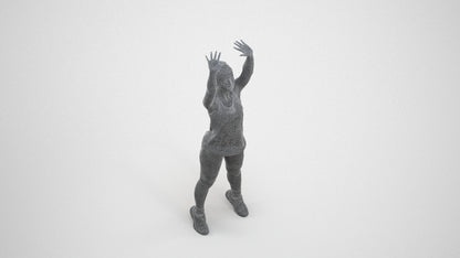 realistic 3D human girl sport, archviz people FBX OBJ for Blender, wireframe three-quarter view