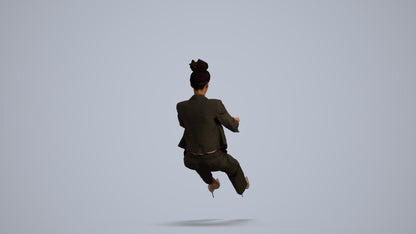 3D human model woman business driving, photogrammetry scanned person for archviz, front view render