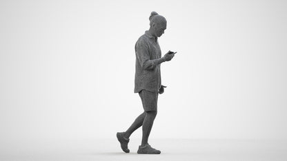 realistic 3D people man casual walking, render-ready for V-Ray and Corona, FBX OBJ, wireframe side view