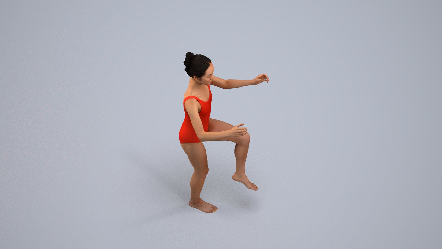 photogrammetry 3D woman pool, realistic human model archviz FBX, back view render
