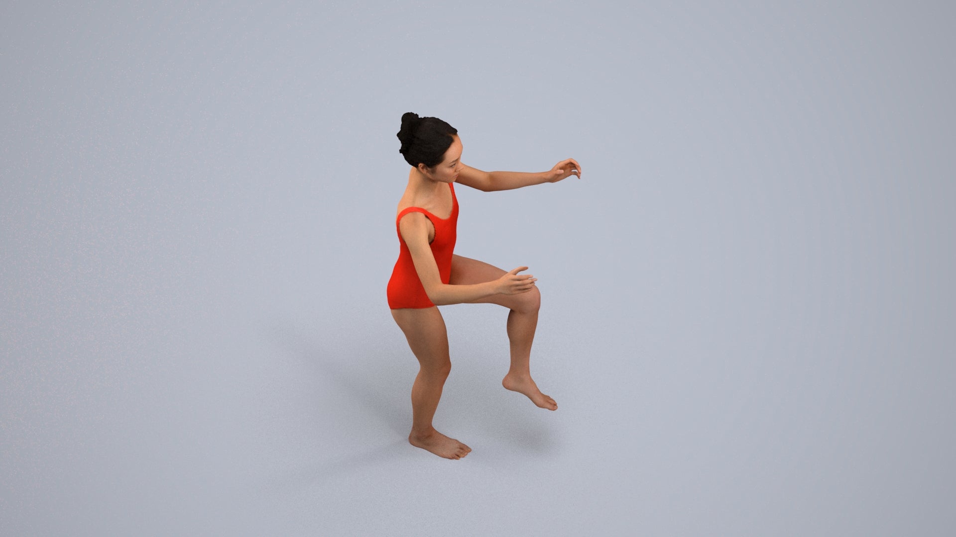 photogrammetry 3D woman pool, realistic human model archviz FBX, back view render