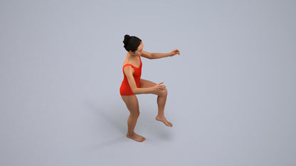 photogrammetry 3D woman pool, realistic human model archviz FBX, back view render