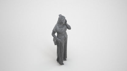 realistic 3D people woman casual standing, render-ready for V-Ray and Corona, FBX OBJ, wireframe three-quarter view