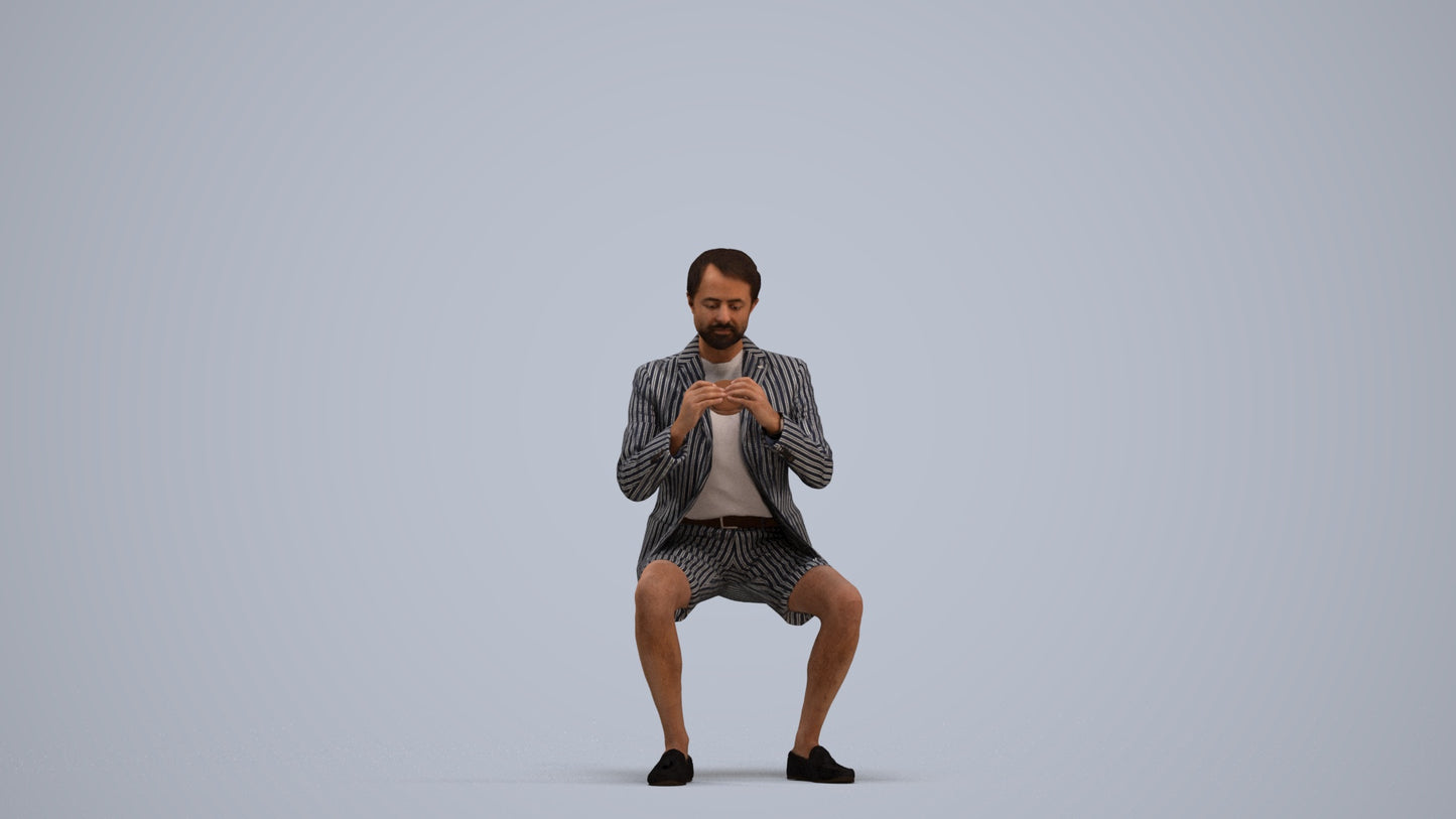 3D scanned man business, photorealistic archviz people for Enscape and SketchUp, standing pose render