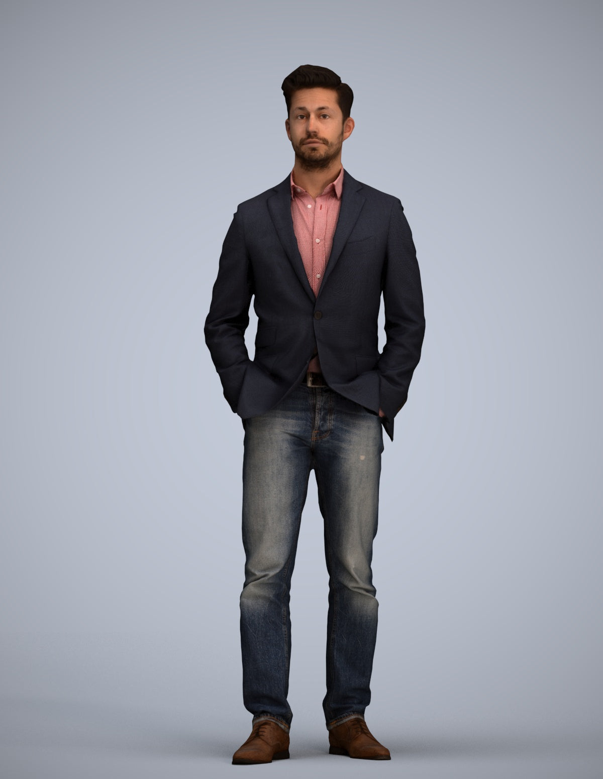 3D people model man business standing, scanned human for 3ds Max rendering