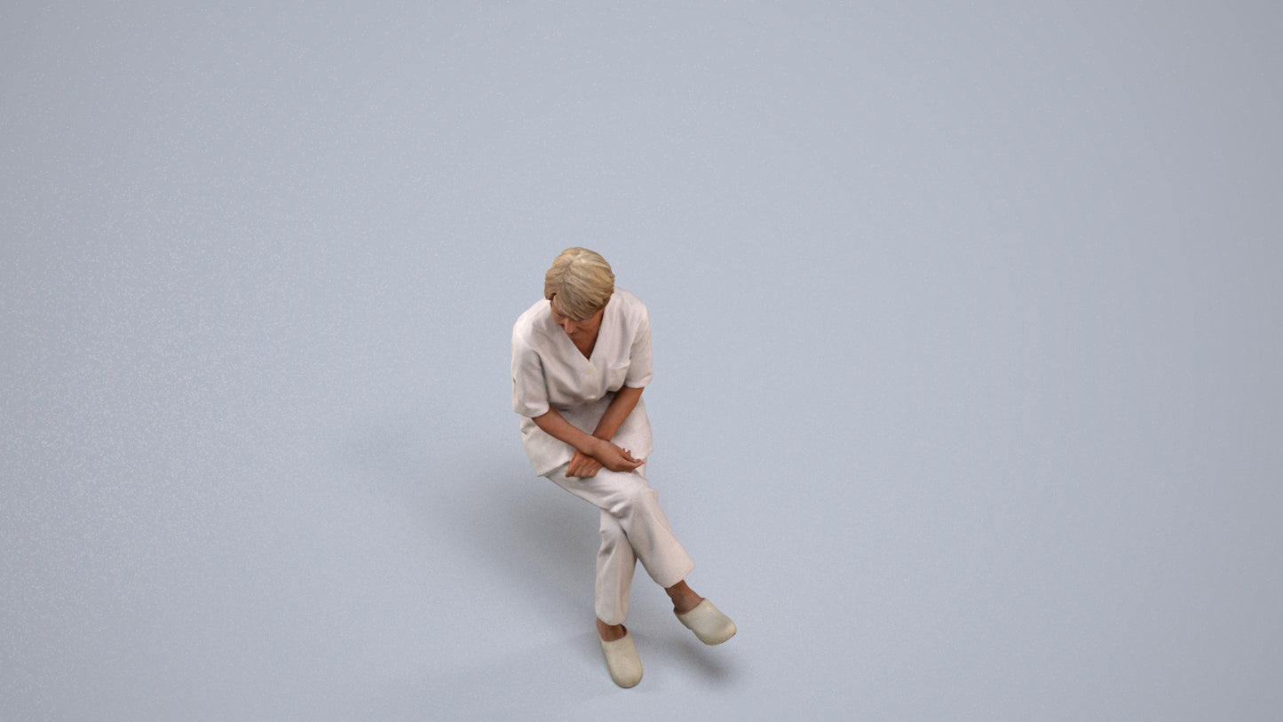 realistic 3D people senior woman medical, render-ready for V-Ray and Corona, FBX OBJ, back view render