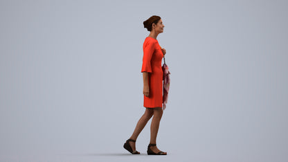 realistic 3D people senior woman business walking, render-ready for V-Ray and Corona, FBX OBJ, side view render