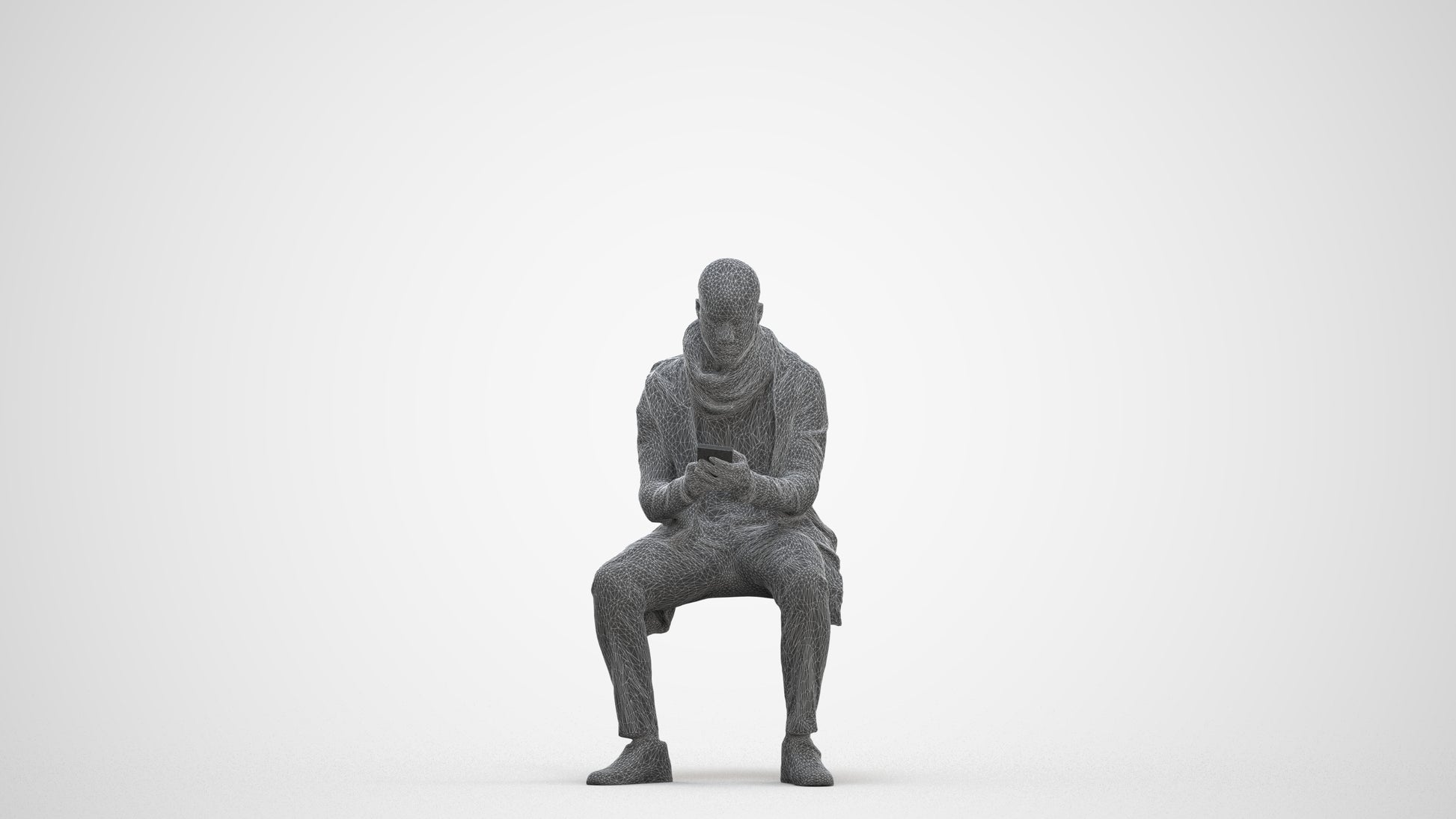 realistic 3D man casual sitting, scanned archviz people for Blender and 3ds Max, three-quarter front view render