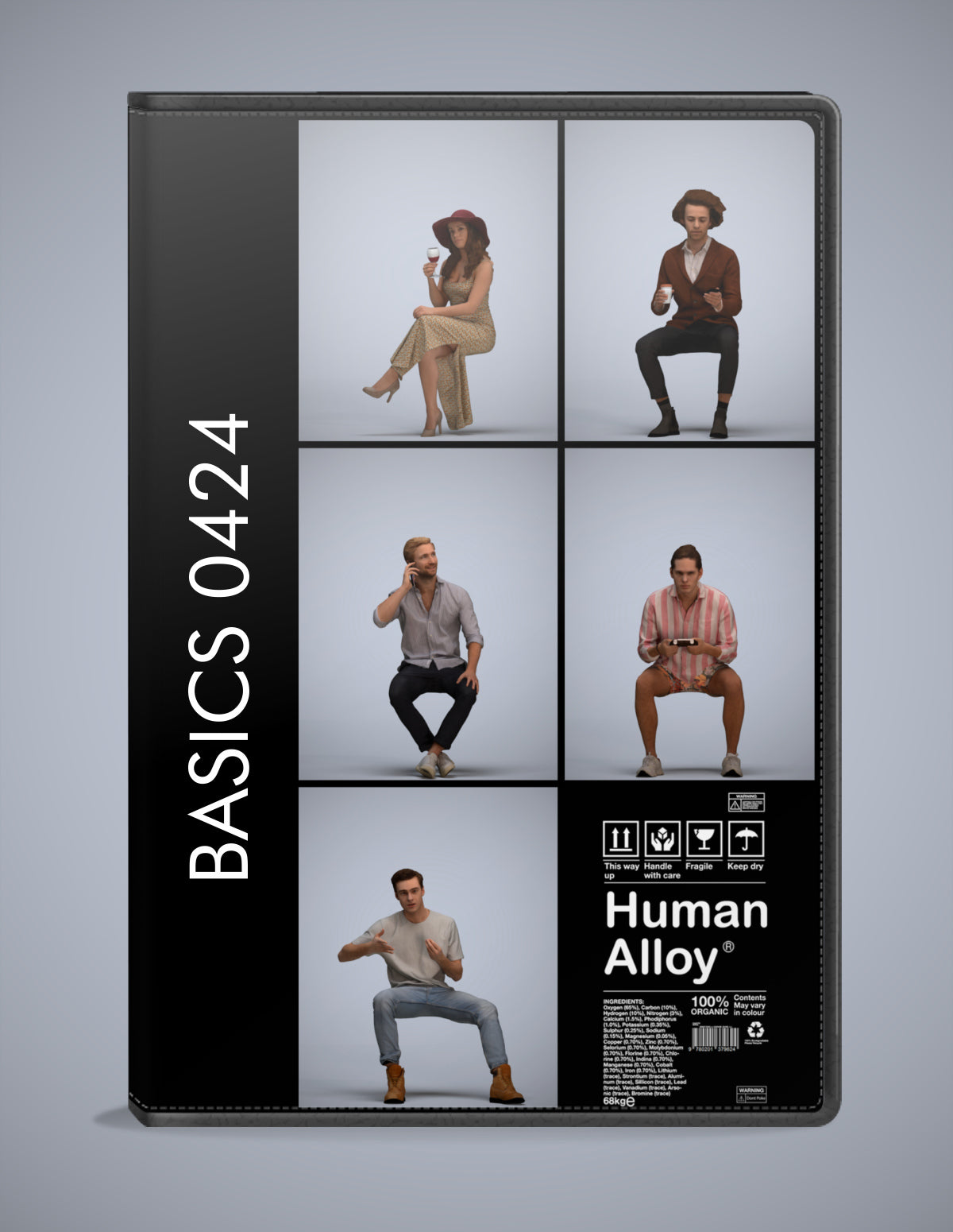 photogrammetry 3D people sitting collection, 5 realistic human models archviz FBX