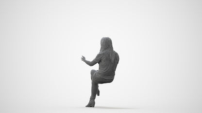 3D scanned woman sitting casual, photorealistic archviz people for Enscape and SketchUp, square thumbnail