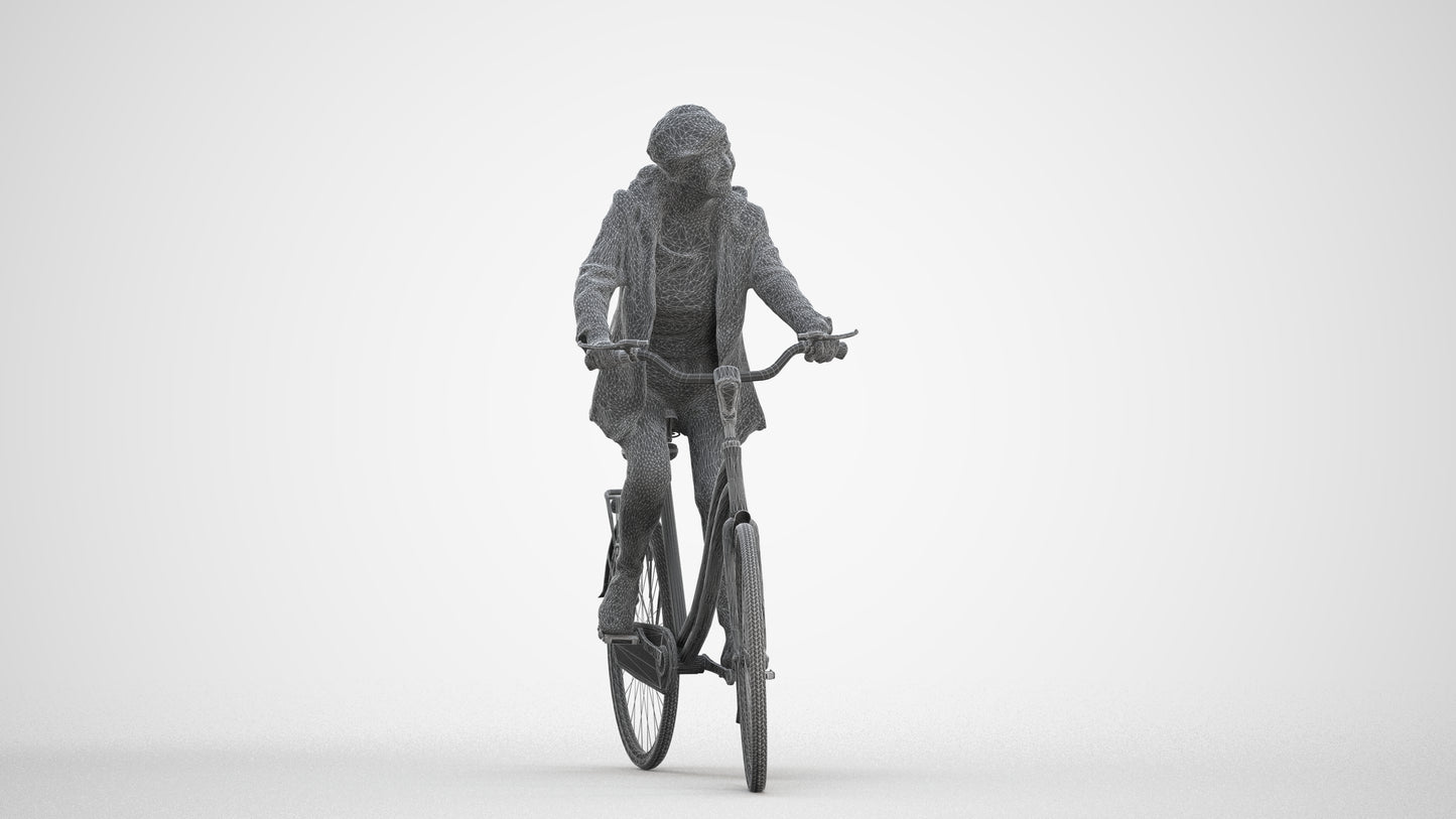 realistic 3D people senior boy casual cycling, render-ready for V-Ray and Corona, FBX OBJ, three-quarter front view render