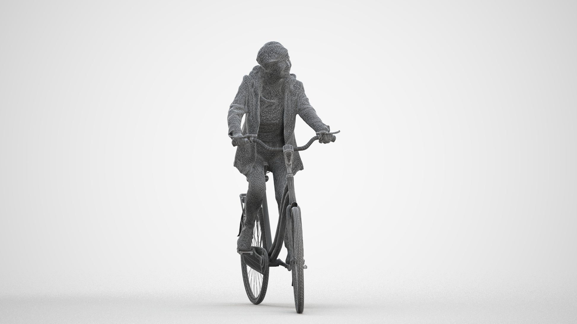 realistic 3D people senior boy casual cycling, render-ready for V-Ray and Corona, FBX OBJ, three-quarter front view render