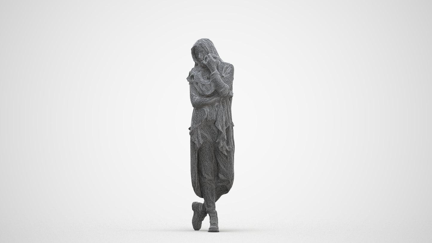 realistic 3D people woman casual standing, render-ready for V-Ray and Corona, FBX OBJ, three-quarter front view render