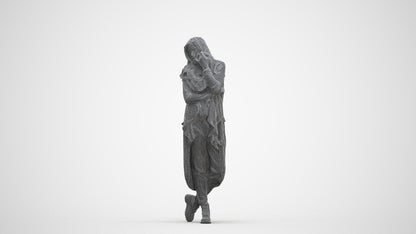realistic 3D people woman casual standing, render-ready for V-Ray and Corona, FBX OBJ, three-quarter front view render