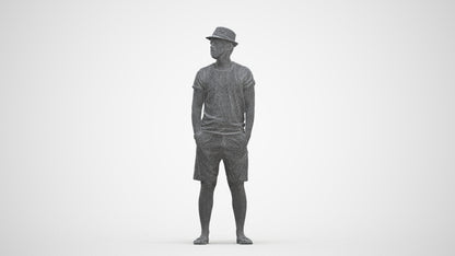 3D scanned man standing casual, photorealistic archviz people for Enscape and SketchUp, three-quarter front view render