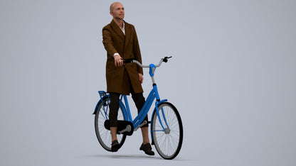 3D people model man business cycling, scanned human for 3ds Max rendering, standing pose render