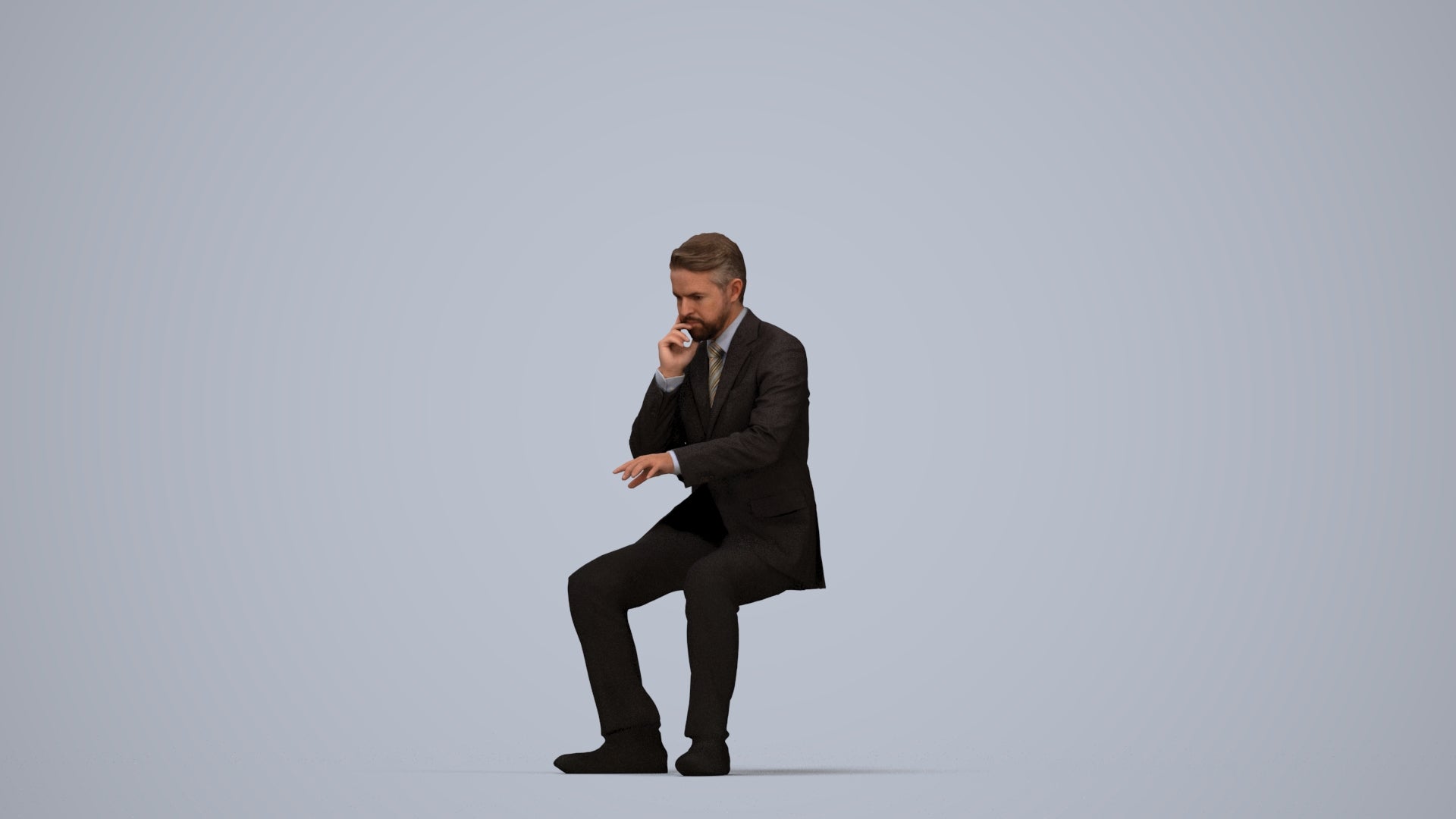 3D people model man business, scanned human for 3ds Max rendering, top-down view render