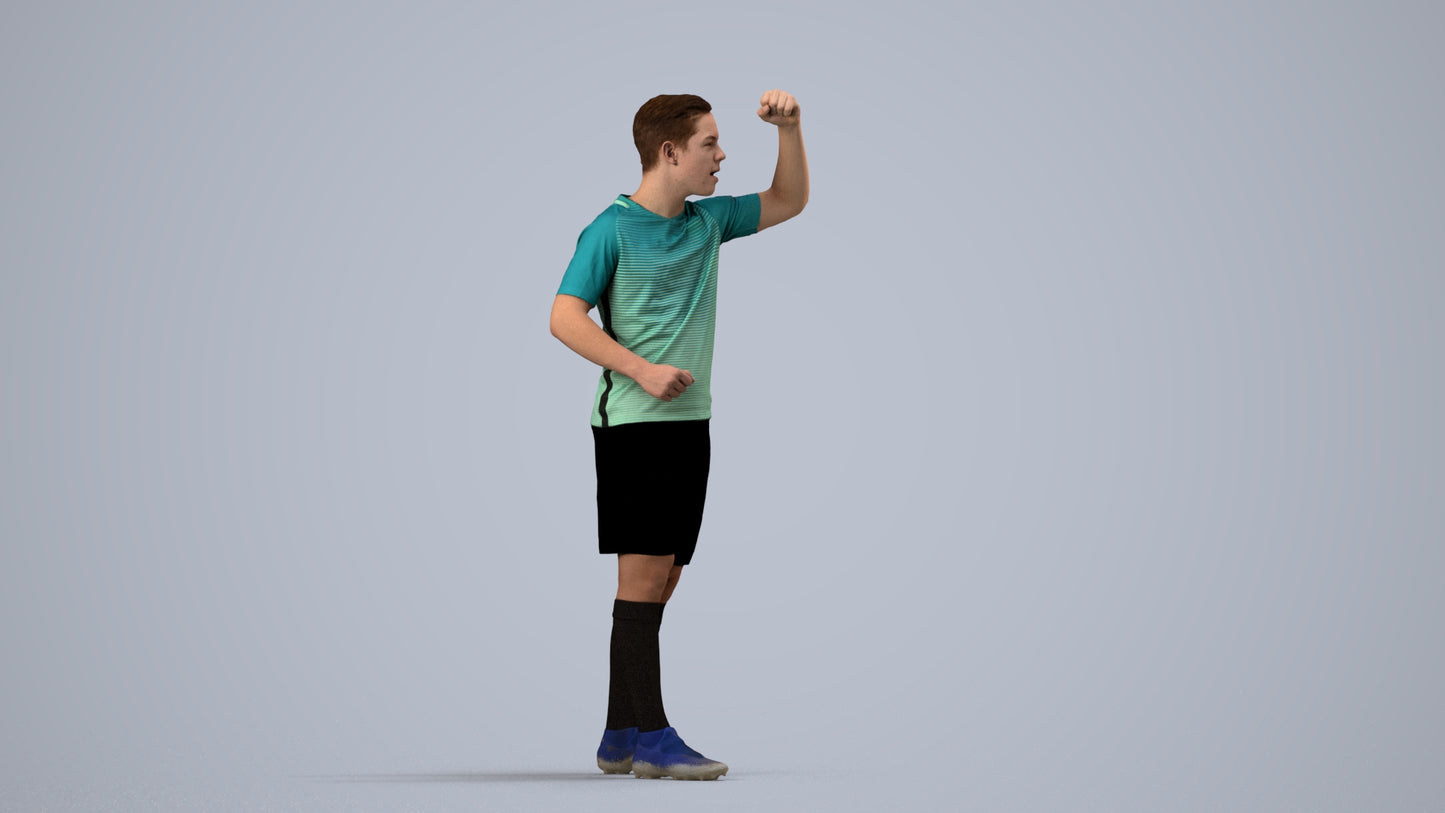realistic 3D human boy sport, archviz people FBX OBJ for Blender, side view render