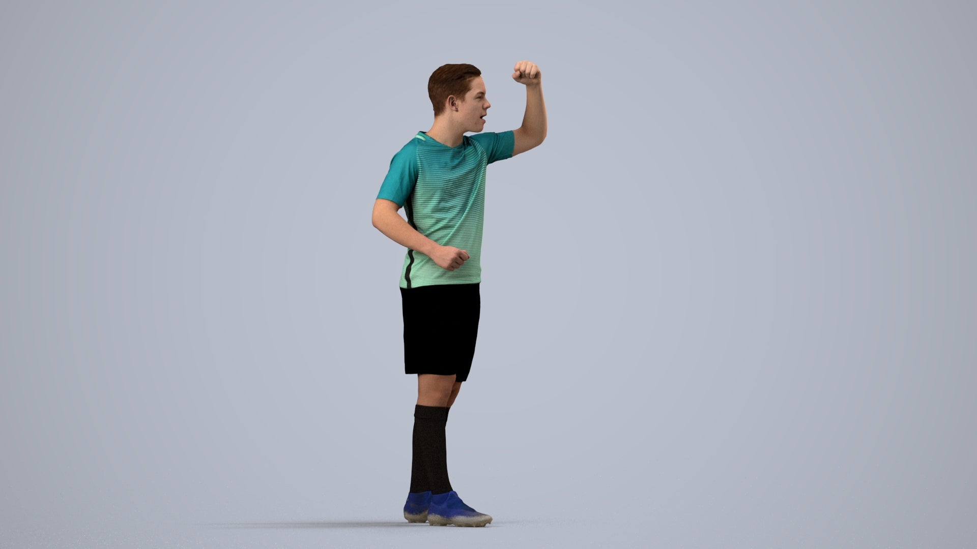 realistic 3D human boy sport, archviz people FBX OBJ for Blender, side view render