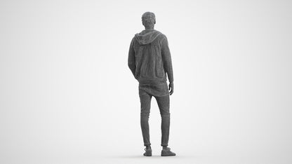 photogrammetry 3D man casual walking, realistic human model archviz FBX, wireframe front view