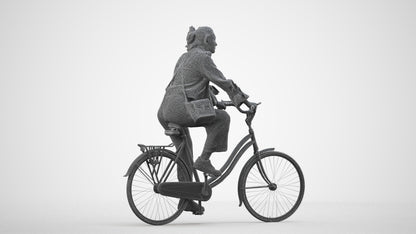 3D people model woman casual cycling, scanned human for 3ds Max rendering, wireframe side view