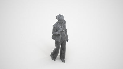 3D scanned woman business, photorealistic archviz people for Enscape and SketchUp, wireframe three-quarter view