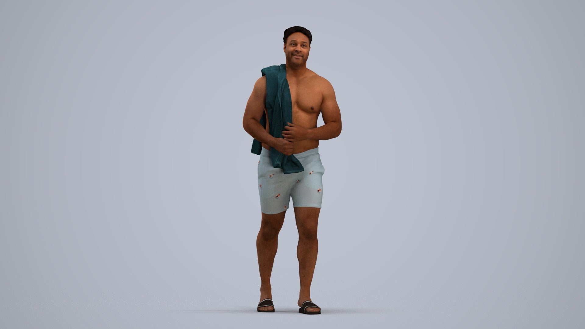 scanned 3D man pool, photogrammetry people for Enscape and V-Ray, standing pose render