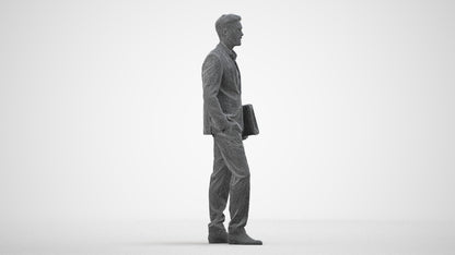 realistic 3D people man business, render-ready for V-Ray and Corona, FBX OBJ, wireframe side view