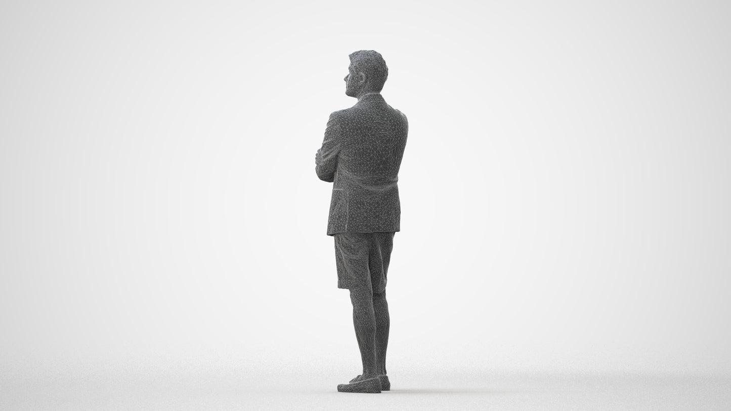 3D human model man business standing, photogrammetry scanned person for archviz, square thumbnail