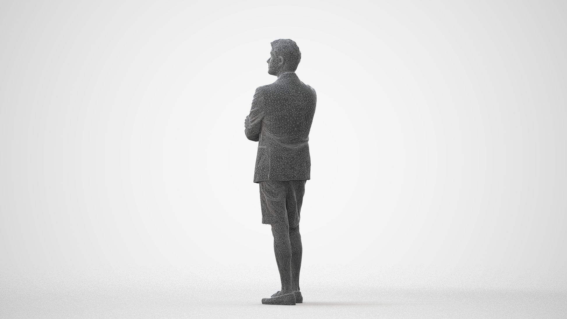 3D human model man business standing, photogrammetry scanned person for archviz, square thumbnail