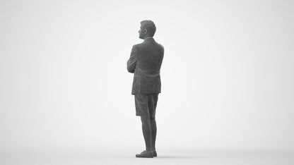 3D human model man business standing, photogrammetry scanned person for archviz, square thumbnail