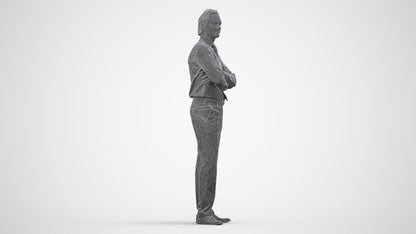 realistic 3D people man business, render-ready for V-Ray and Corona, FBX OBJ, wireframe side view