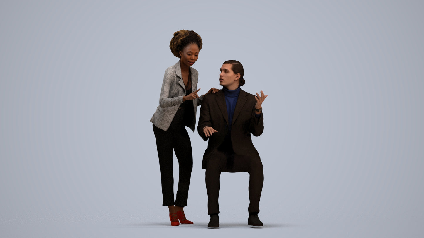 realistic 3D people woman business, render-ready for V-Ray and Corona, FBX OBJ, standing pose render