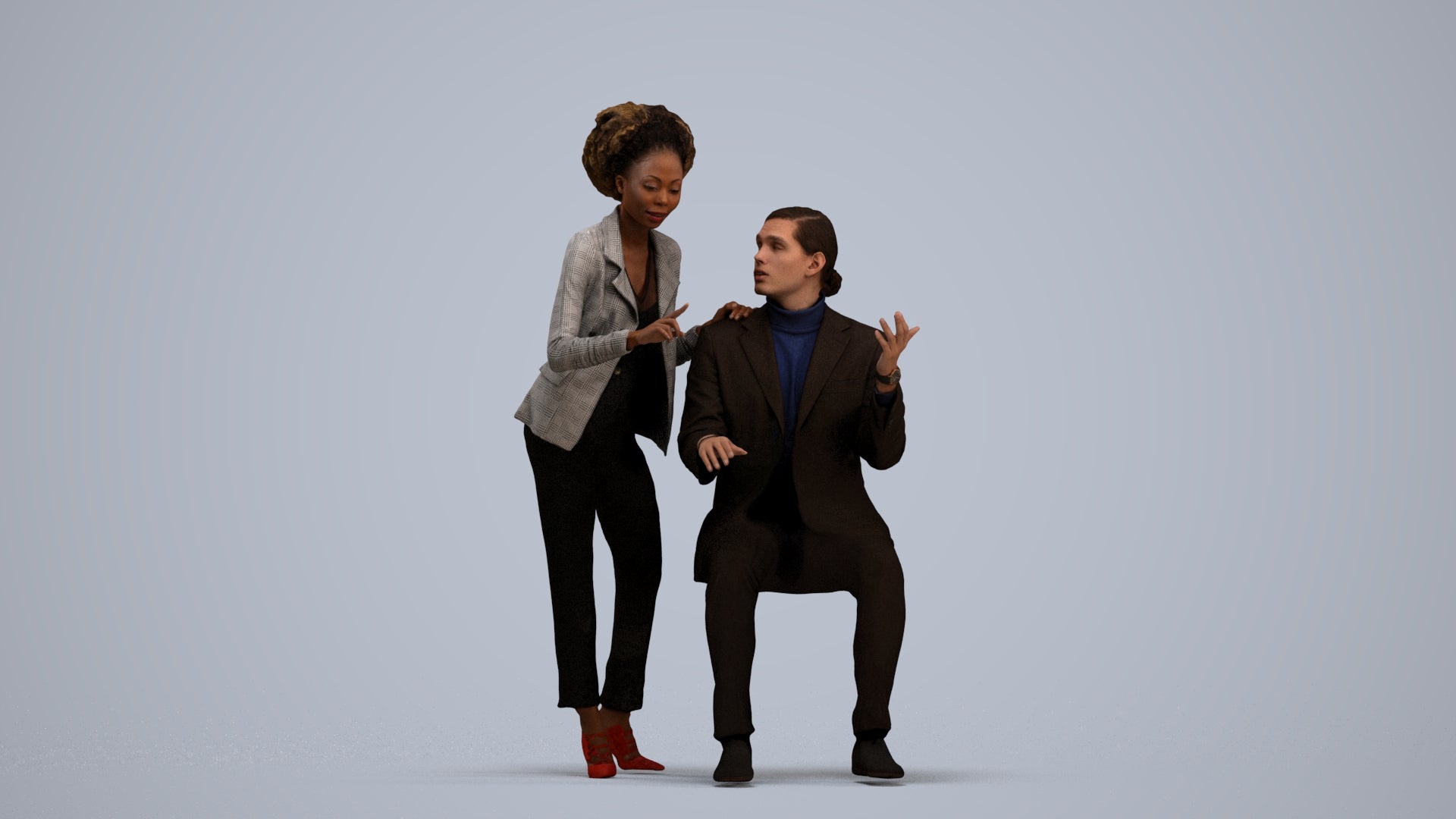 realistic 3D people woman business, render-ready for V-Ray and Corona, FBX OBJ, standing pose render