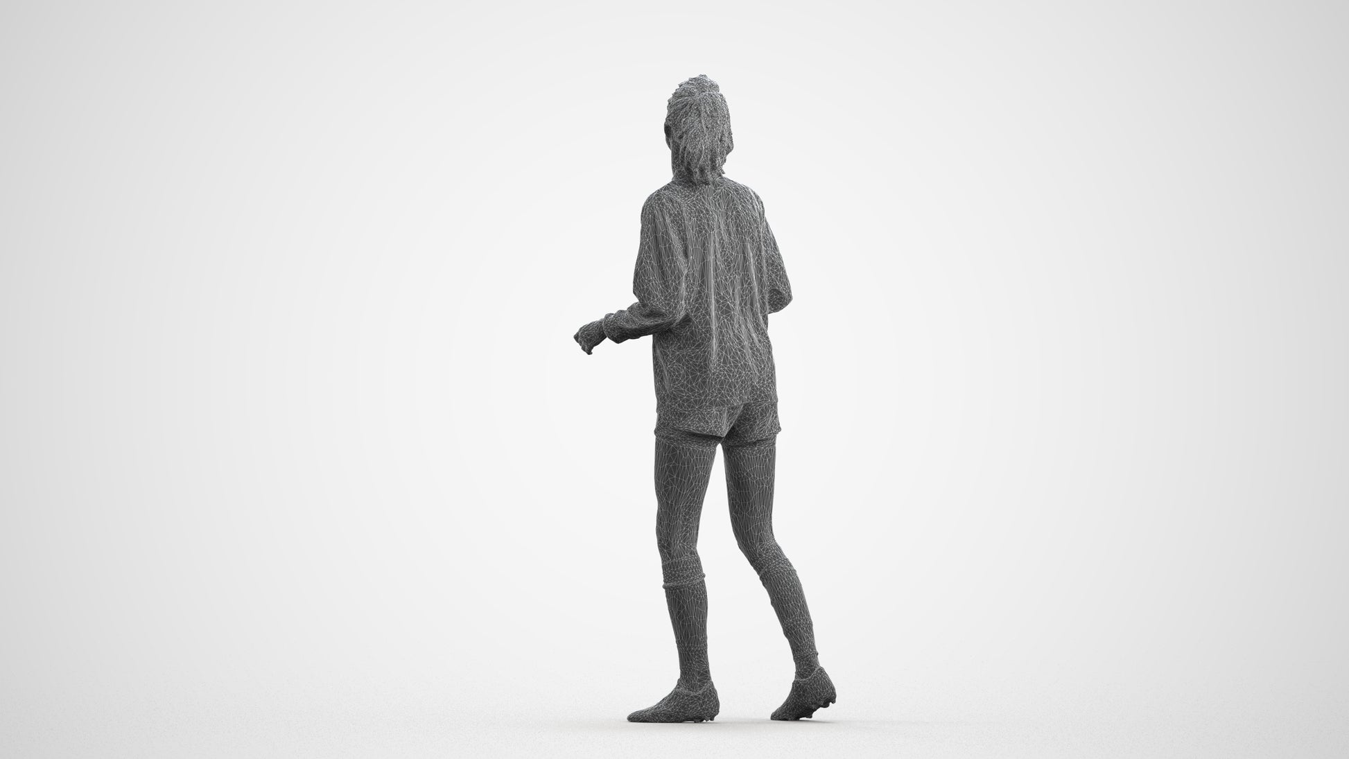realistic 3D human woman sport, archviz people FBX OBJ for Blender, wireframe front view