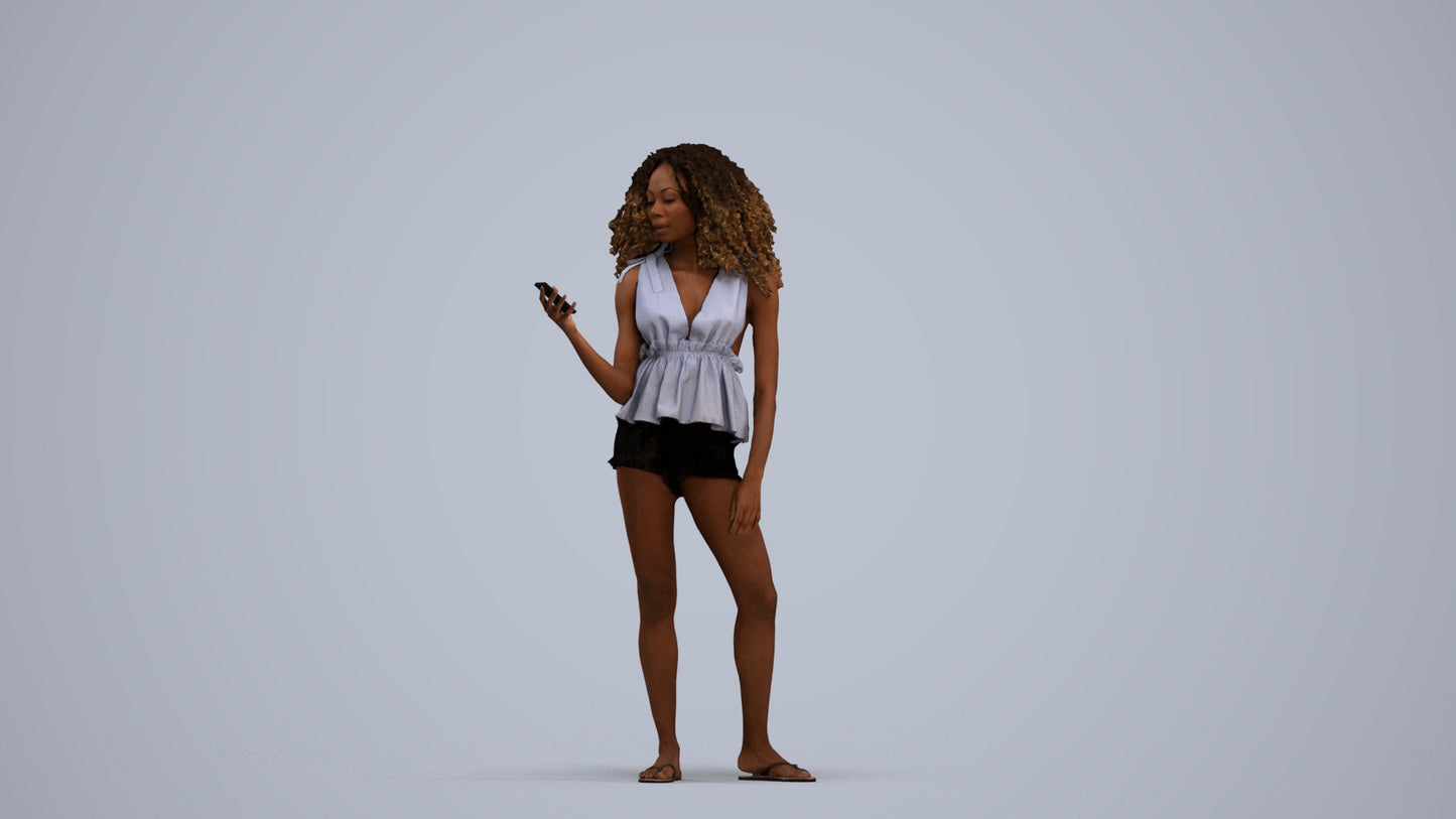 scanned 3D woman casual standing, photogrammetry people for Enscape and V-Ray, standing pose render