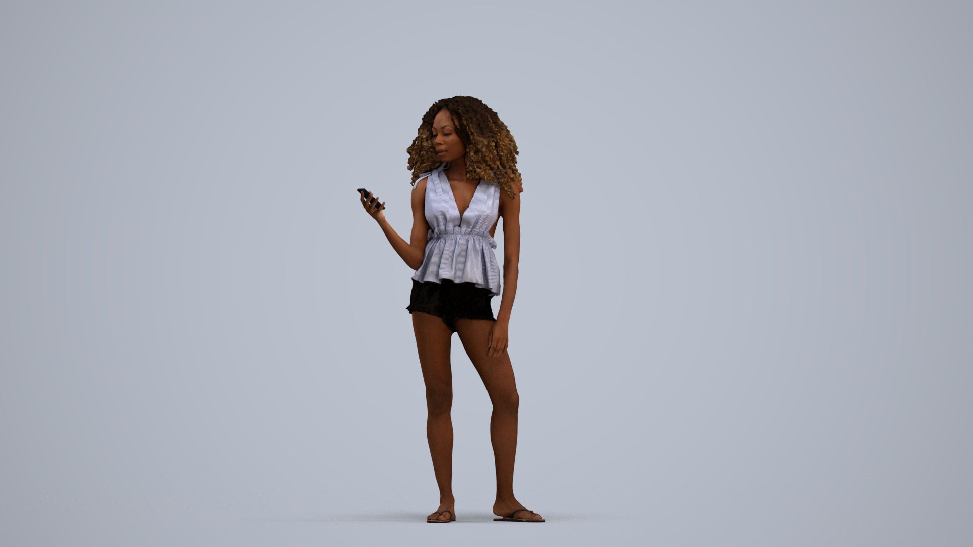 scanned 3D woman casual standing, photogrammetry people for Enscape and V-Ray, standing pose render