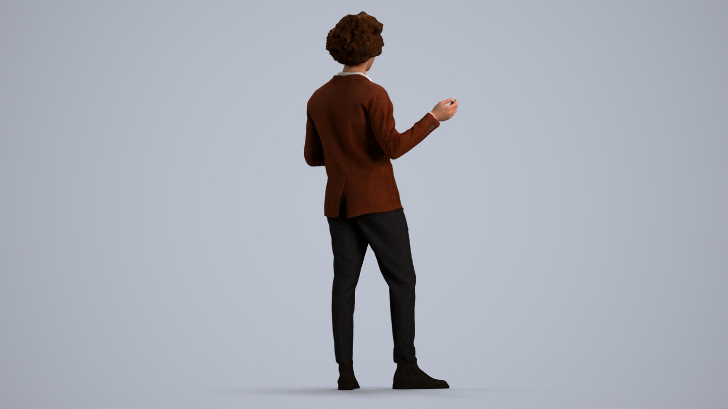 realistic 3D man business, scanned archviz people for Blender and 3ds Max, front view render
