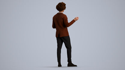 realistic 3D man business, scanned archviz people for Blender and 3ds Max, front view render